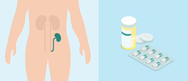 Illustration of the human body and medication